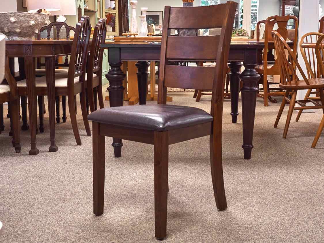 Dark Stain Dining Table W/ Pair of Slatback Chairs