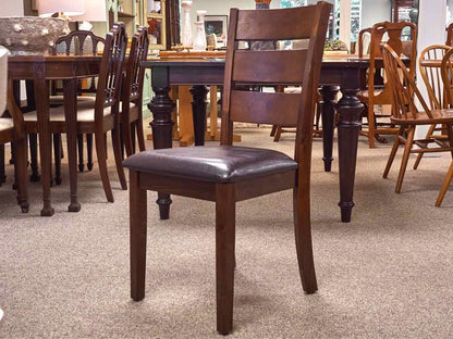 Dark Stain Dining Table W/ Pair of Slatback Chairs
