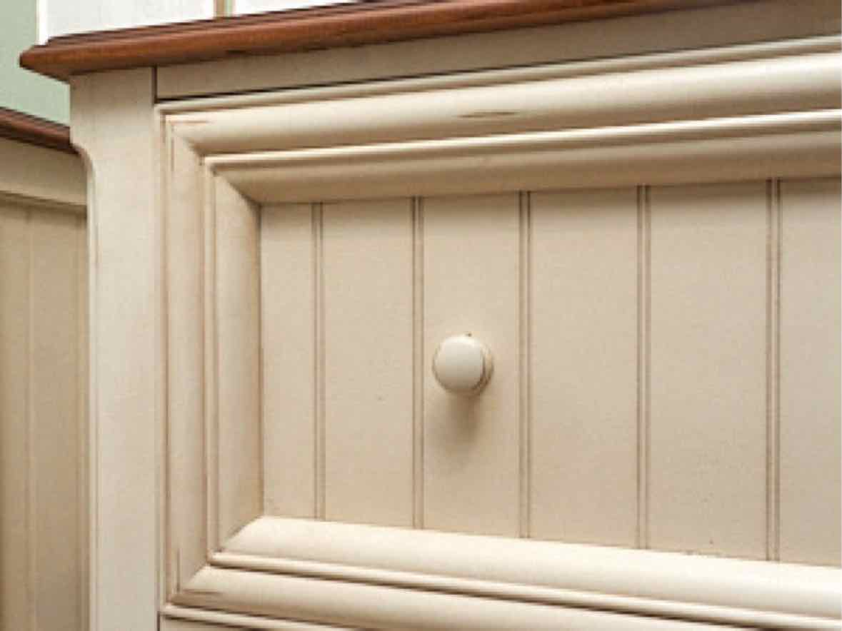 Cream Finish 2 Drawer File Cabinet with Cherry Top
