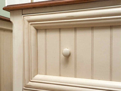 Cream Finish 2 Drawer File Cabinet with Cherry Top