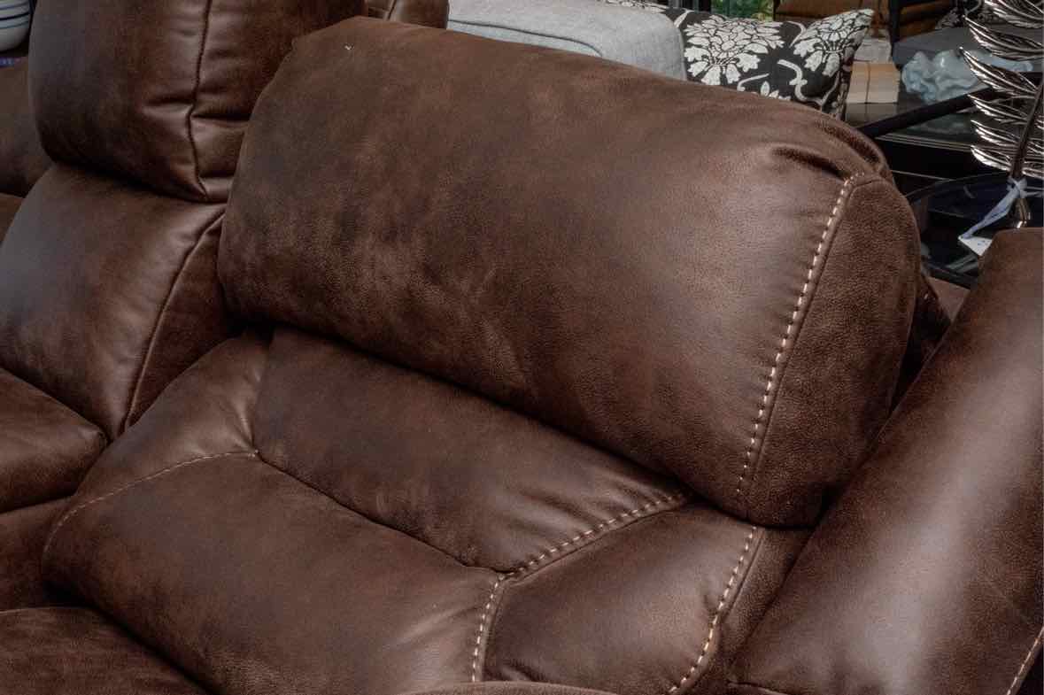 Home Stretch Brown Felt Upholstered Power Reclining Loveseat