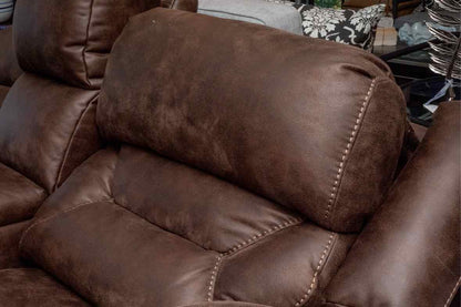 Home Stretch Brown Felt Upholstered Power Reclining Loveseat