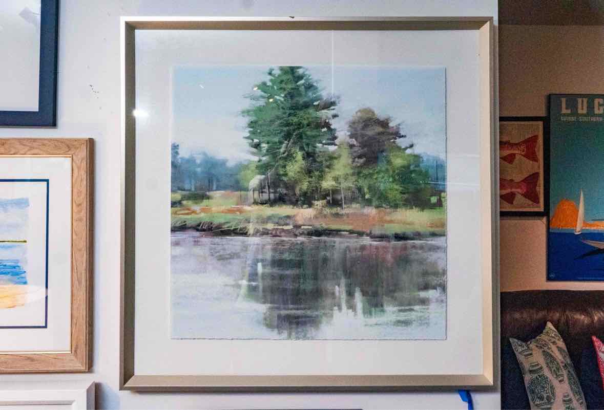 ' Morning Break  II' Landscape Print on Floating PaperIn  Silver Frame