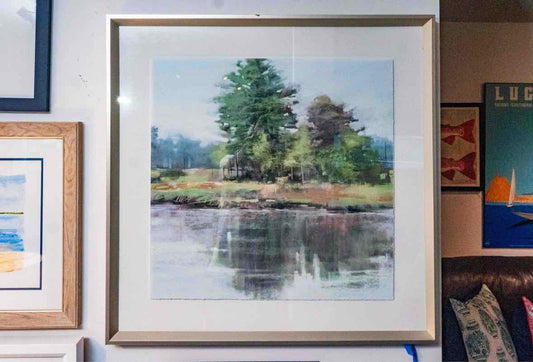 ' Morning Break  II' Landscape Print on Floating PaperIn  Silver Frame