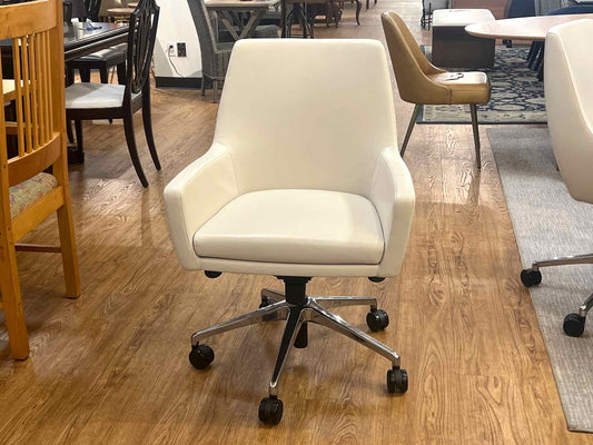 Bernhardt 'Cardan' Swivel Office Chair in Off-White Leather