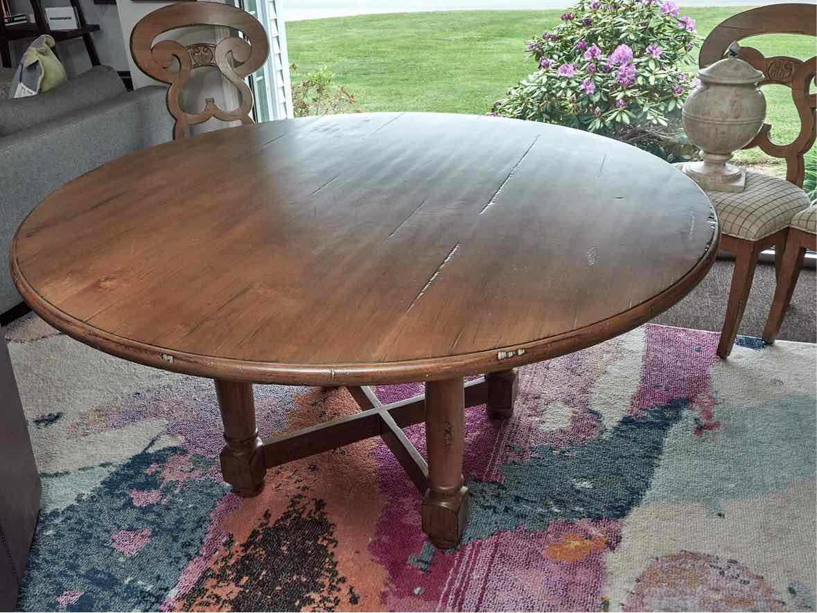 Ethan Allen Distressed Round  Dining Table