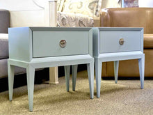 Pair of One Drawer Nightstands in Ice Blue Finish
