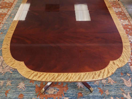 Baker 'Historic Charleston Reproductions' Mahogany Pedestal   Dining Table