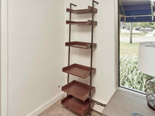 Newberry Walnut 5 Shelf & Metal Leaning  Etagere
