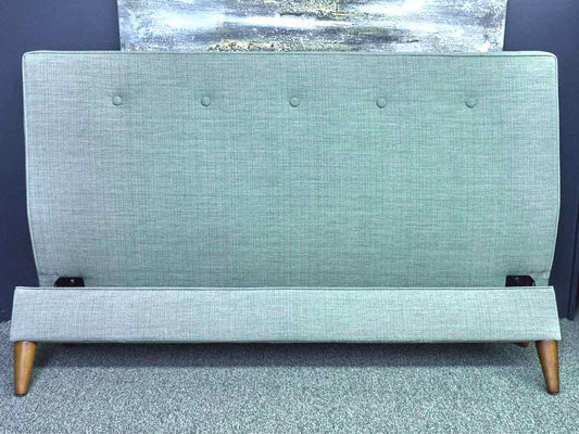 Room & Board Queen Chartreuse Green Button Back Upholstered  Bed
