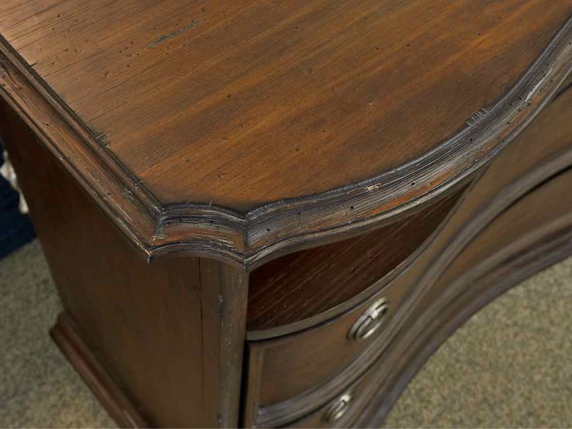 Weathered Finish Media Cabinet with 2 Drawers & Open Storage