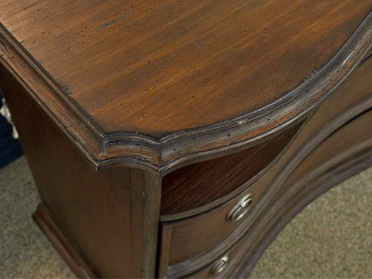 Weathered Finish Media Cabinet with 2 Drawers & Open Storage
