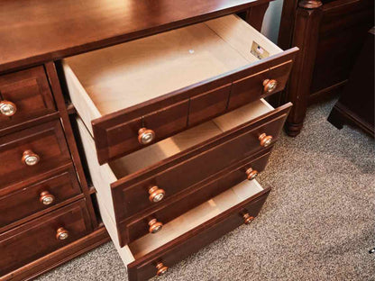 6 Drawer Dresser in Rich Cherry Finish w/ Matching Dresser Mirror