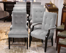 Set of 8 Mohair Dining Chairs in Silver Grey on Black Legs