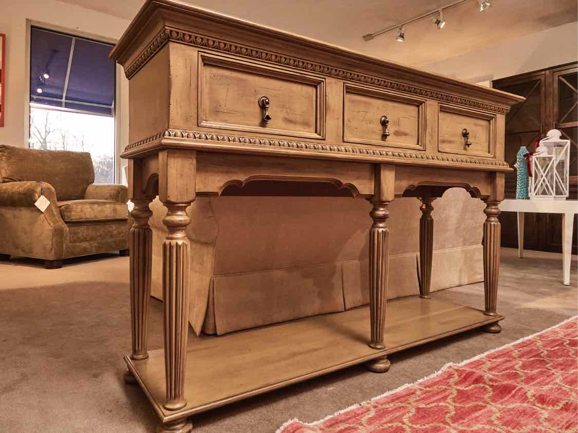 David Lee  Sage Green Finish 3 Drawer & Lower Shelf Console