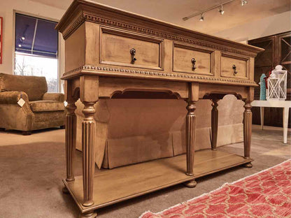 David Lee  Sage Green Finish 3 Drawer & Lower Shelf Console