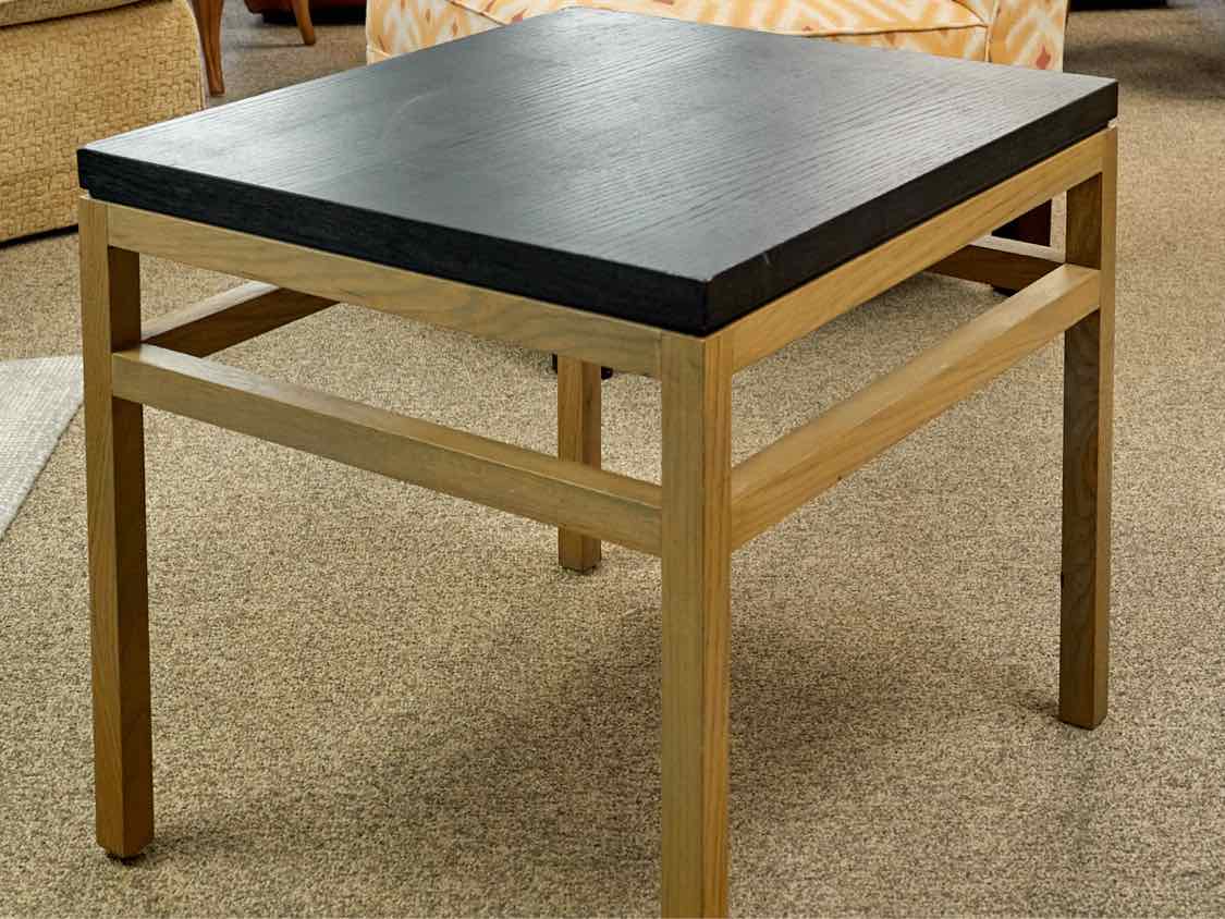 Pair of MG+BW  Oak Black Top Side Tables with Stained Base