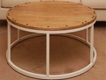 Walnut Plank Top Cocktail Table with White Finish Metal Base