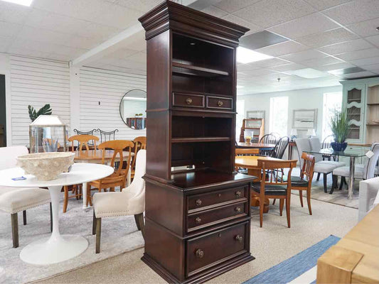 Stanley Cherry Two Piece Lighted Bookcase