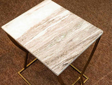 Marble Top Side Table with Gold Metal Base