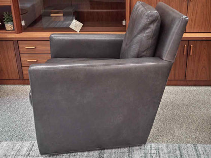 Pair of Lee Swivel Leather Chairs in Manattan Pewter Grey  (L1296-01SW)