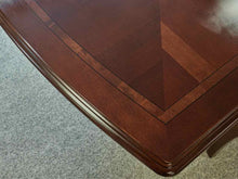 Dining Table in Inlaid Cherry Stain & Set of Eight Dining Chairs