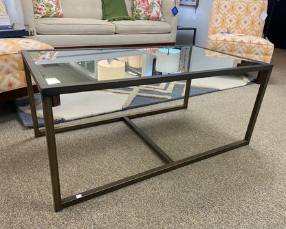 Mirrored Top Rectangular Cocktail Table with Bronze Finish