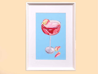Framed Giclee 'Sparkling Rose Gin Cocktail'