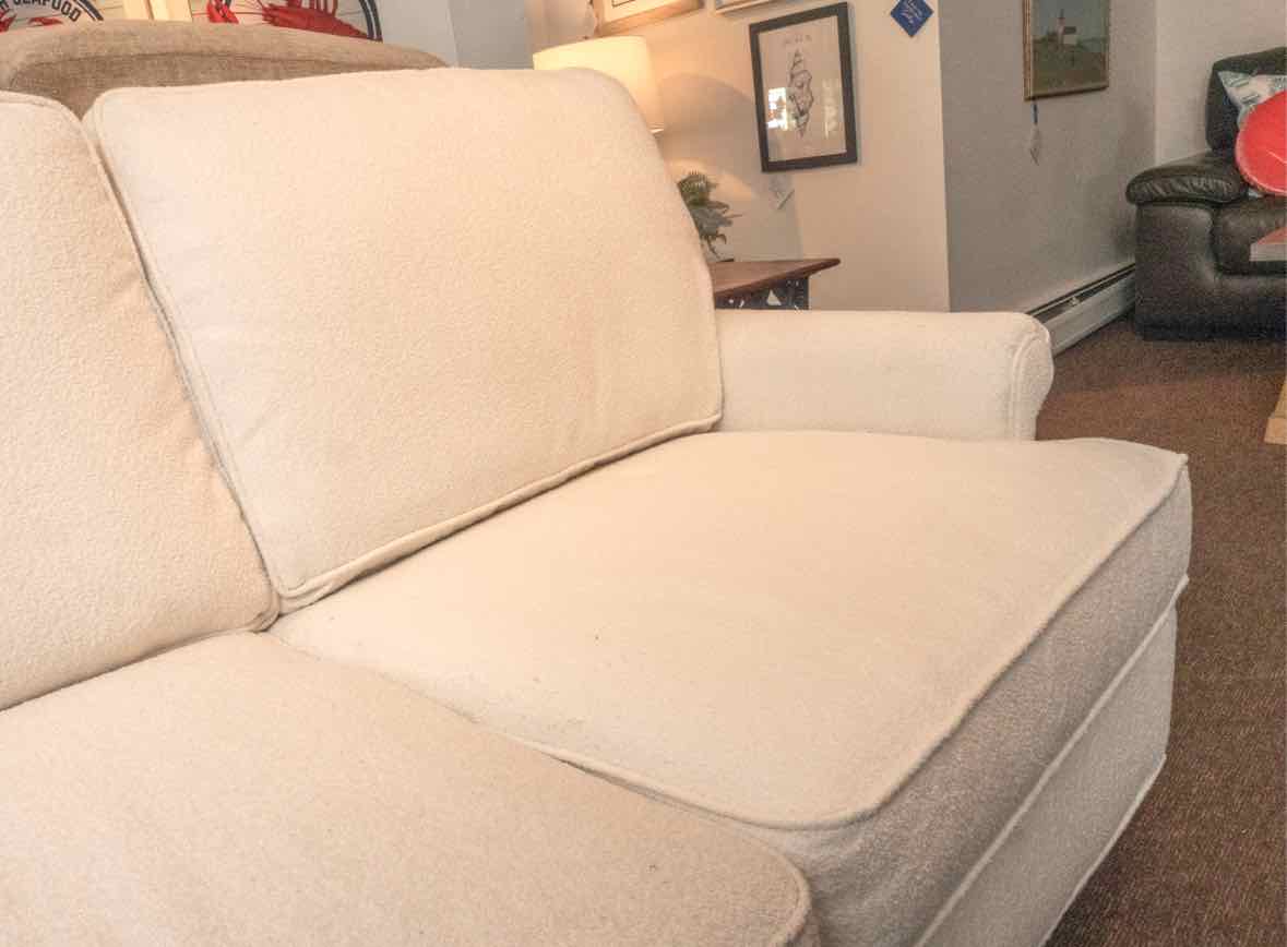 Basset White Boucle Upholstered 3 Cushion Sofa