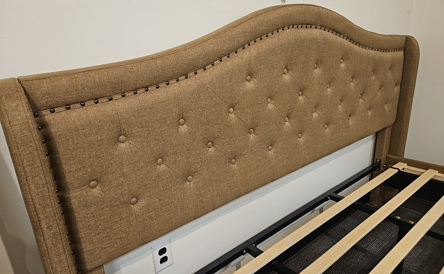 Tufted Brown King Bed
