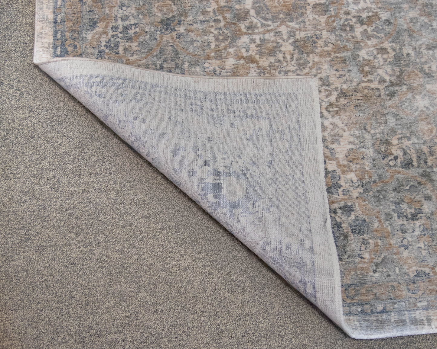 Dalyn Co Low- Pile Distressed Rug In Vintage Medallion Floral Hughs Of Neutrals
