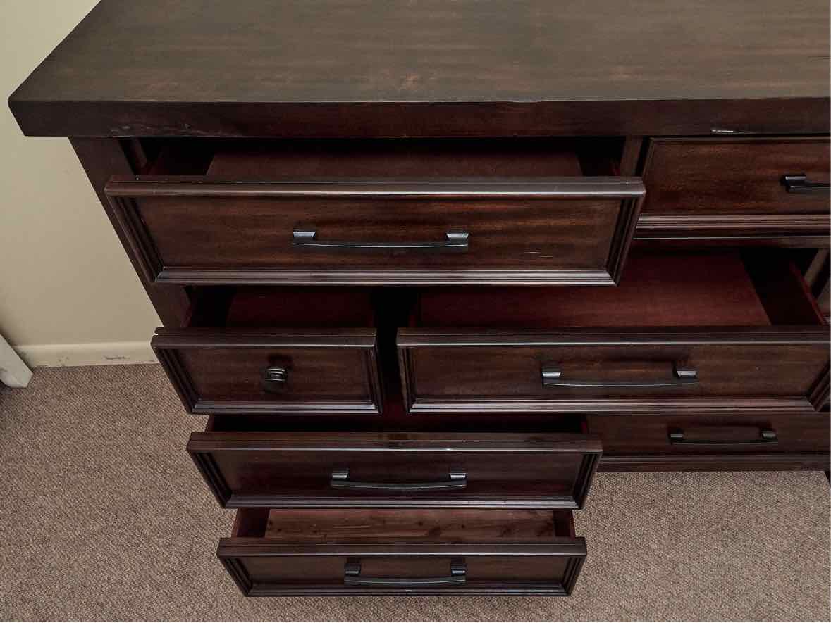 Chestnut 9 Drawer Chest with Bronze Finish Handles