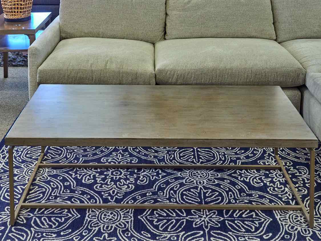 Lorts Driftwood Finish Top Cocktail Table with Taupe Metal Base