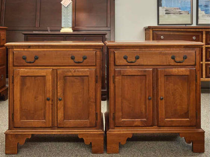 Pair of Ethan Allen " Country Crossing" Maple 1 Drawer & 2 Door Nightstands