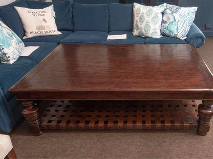 Theodore Alexander 'Eleanor' Mahogany& Parquetry Cocktail Table With  Shelf