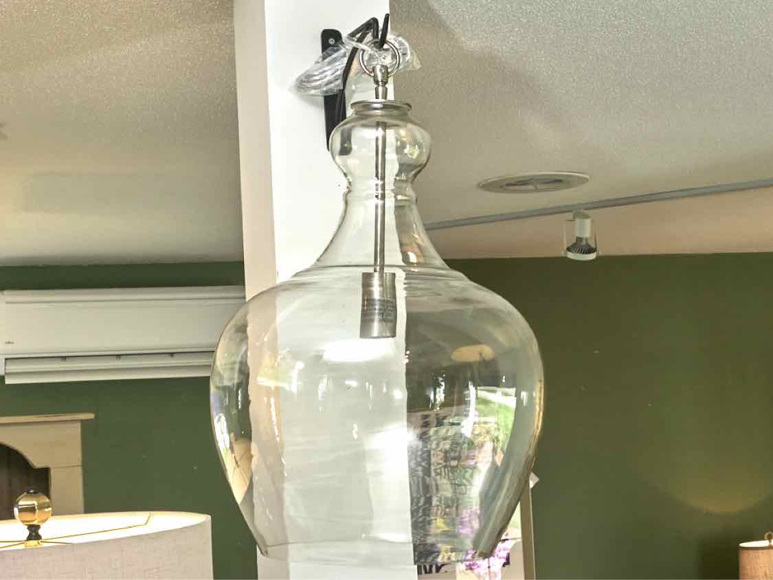 Pottery Barn Flynn Large Glass Globe Nickel Finish  Pendant