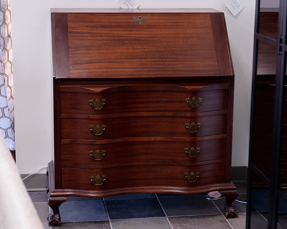 Mahogany Serpentine-front Claw Footed Secretary Desk