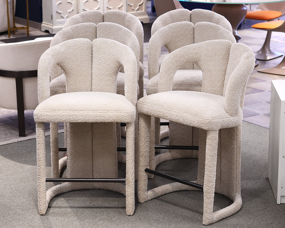 Set of 6 Upholstered Modern Style Bar Stools