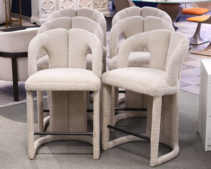 Set of 6 Upholstered Modern Style Bar Stools