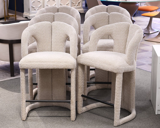 Set of 6 Upholstered Modern Style Bar Stools