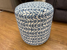 'Cas' Ottoman in Blue Swirl Pattern