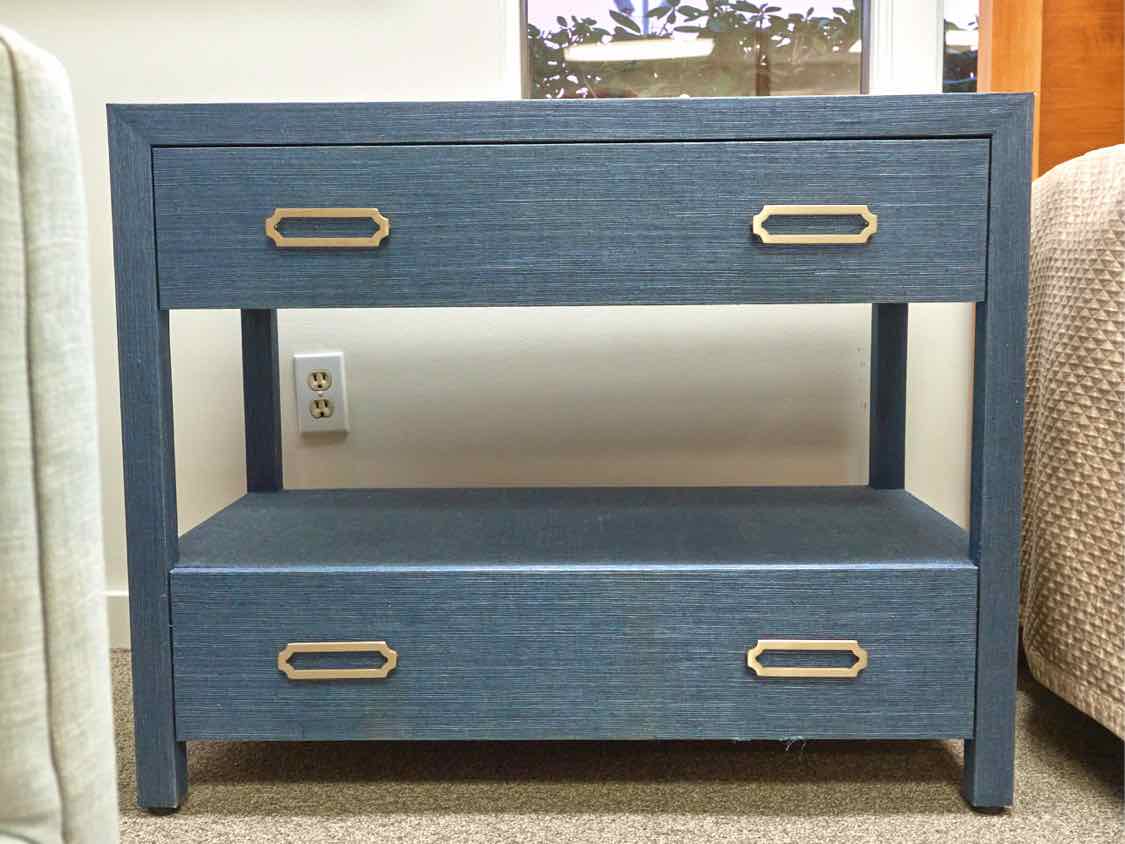 Mitchell Gold + Bob Williams Navy Wrapped Raffia Bedside Chest