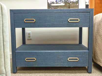 Mitchell Gold + Bob Williams Navy Wrapped Raffia Bedside Chest