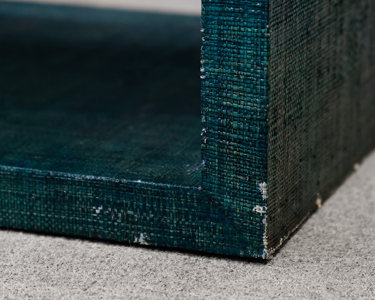 Curate Home Collection Teal Linen Wrapped Accent Table