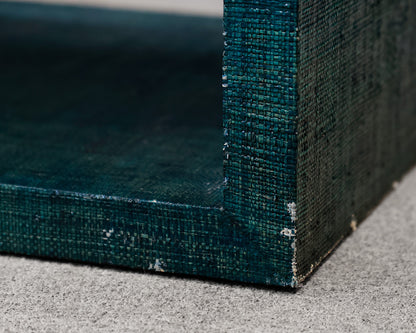 Curate Home Collection Teal Linen Wrapped Accent Table