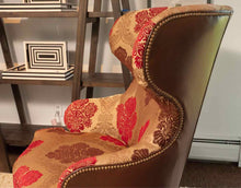 Ethan Allen 'Selby' Upholstered With Leather Sides & Back Wing Back Chair