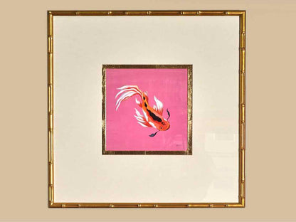 'Colorful Koi III" Art Print In Gold Style Frame