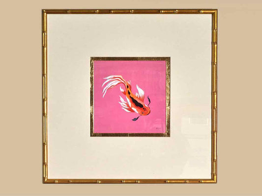 'Colorful Koi III" Art Print In Gold Style Frame