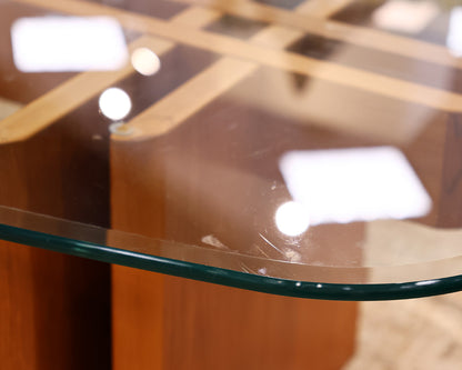 Mid-Century Modern Oval Glass Top Teak Cocktail Table Designed by Gustav Gaarde