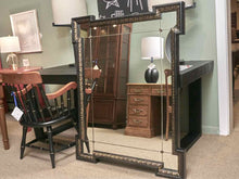 Ethan Allen  Wooden Black With Rubbed Gold Finish Mirror